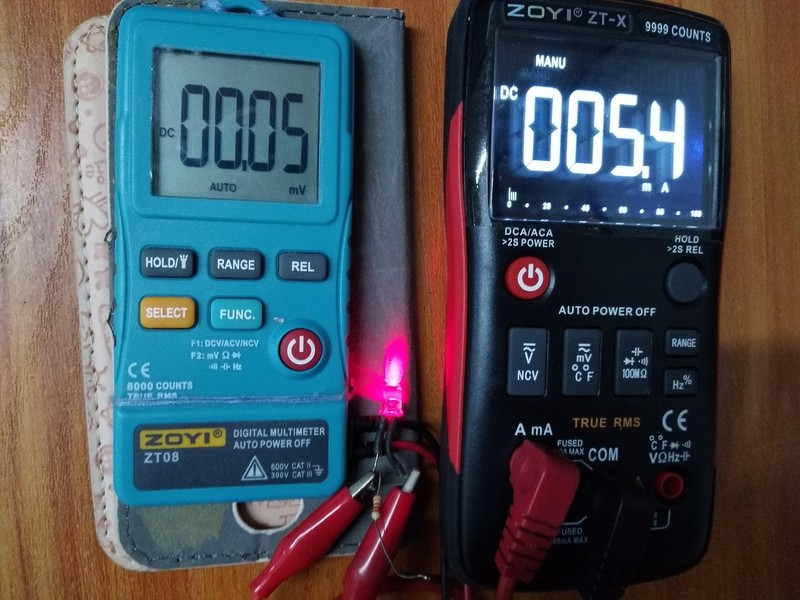 测量5毫安电流对比