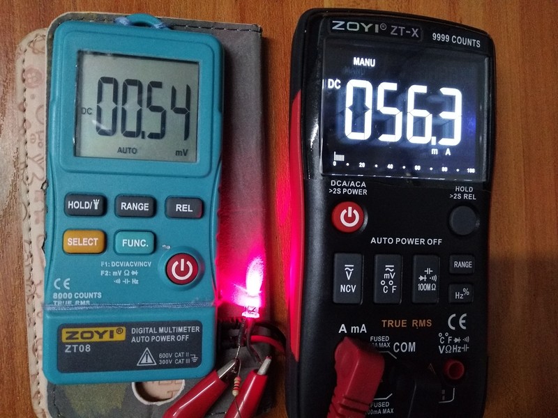 测量56毫安电流对比