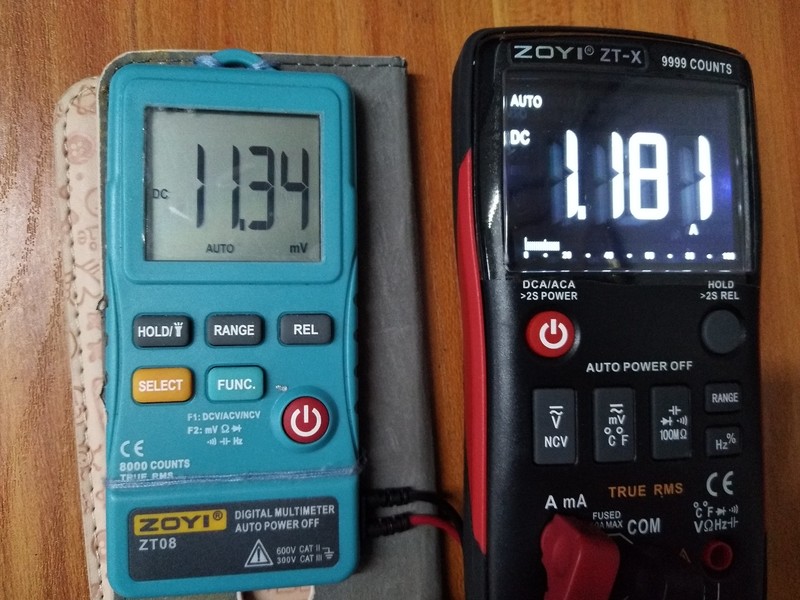 测量1.1安电流对比