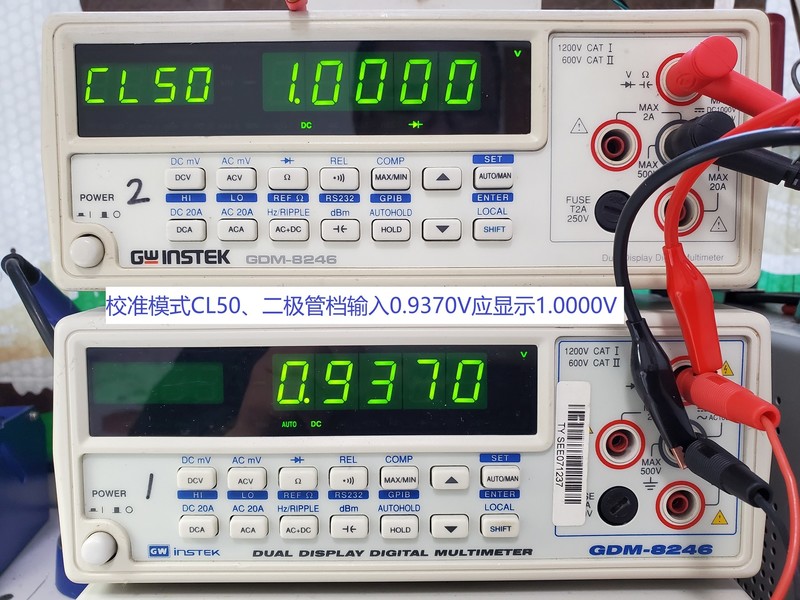 5、校准模式CL50、二极管档输入0.9370V应显示1.0000V.jpg